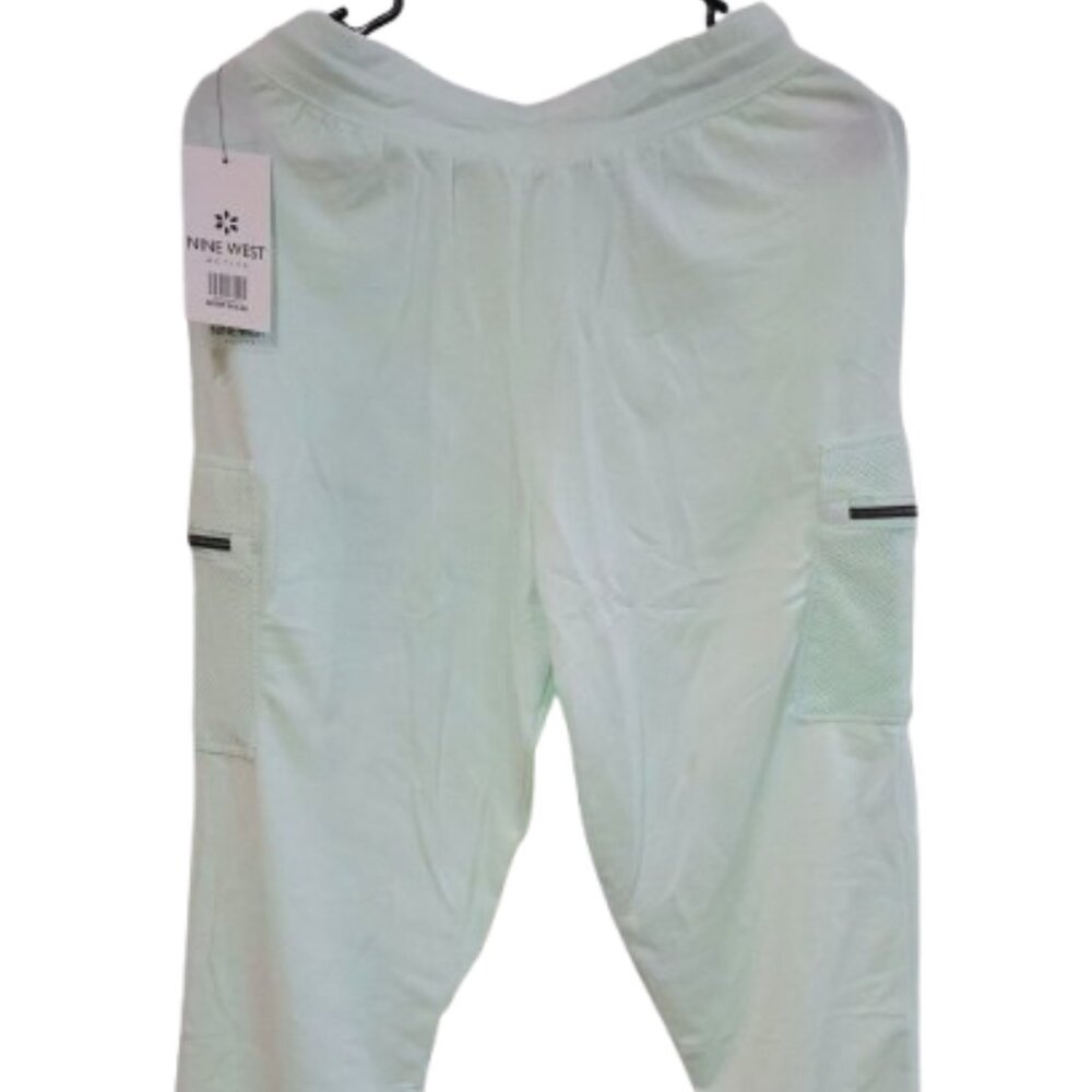 Nine West Active Mesh Cargo Joggers Mint Green Drawstring NWT Size Medium - Picture 2 of 6